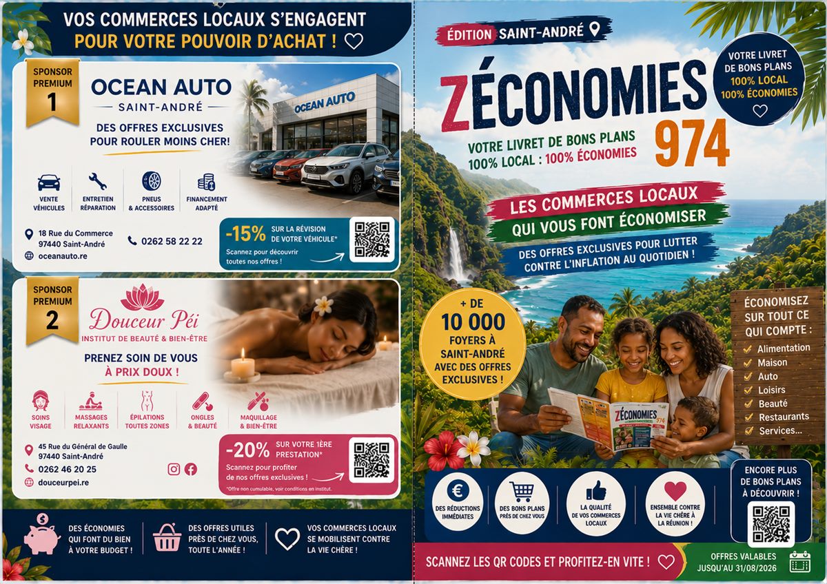 Dos du livret Zéconomies 974 : les deux encarts premium